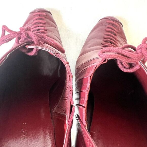 Newport News Burgundy Leather Victorian Style High Heel Womens Size 9.5M Lace Up - Picture 5 of 10